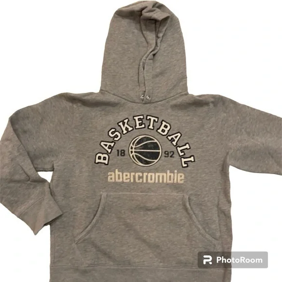 ABERCROMBIE & FITCH Kids Grey Vintage Basketball Hoodie Size Large - Picture 1 of 4